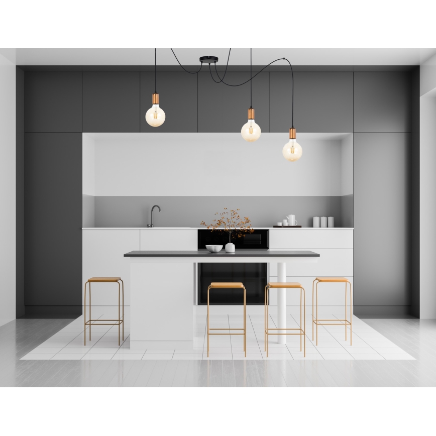 Κρεμαστό φωτιστικό οροφής MIROS 3xE27/60W/230V spider μαύρο/χαλκός