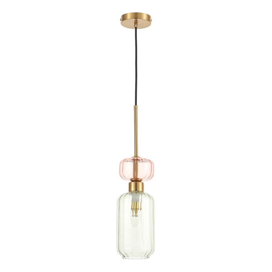 Κρεμαστό φωτιστικό οροφής MOLLY 1xE14/40W/230V διάμετρος 12 cm χρυσό/πράσινο/ροζ