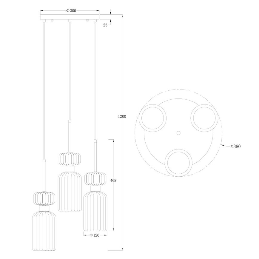 Κρεμαστό φωτιστικό οροφής MOLLY 3xE14/40W/230V διάμετρος 38 cm πολύχρωμα