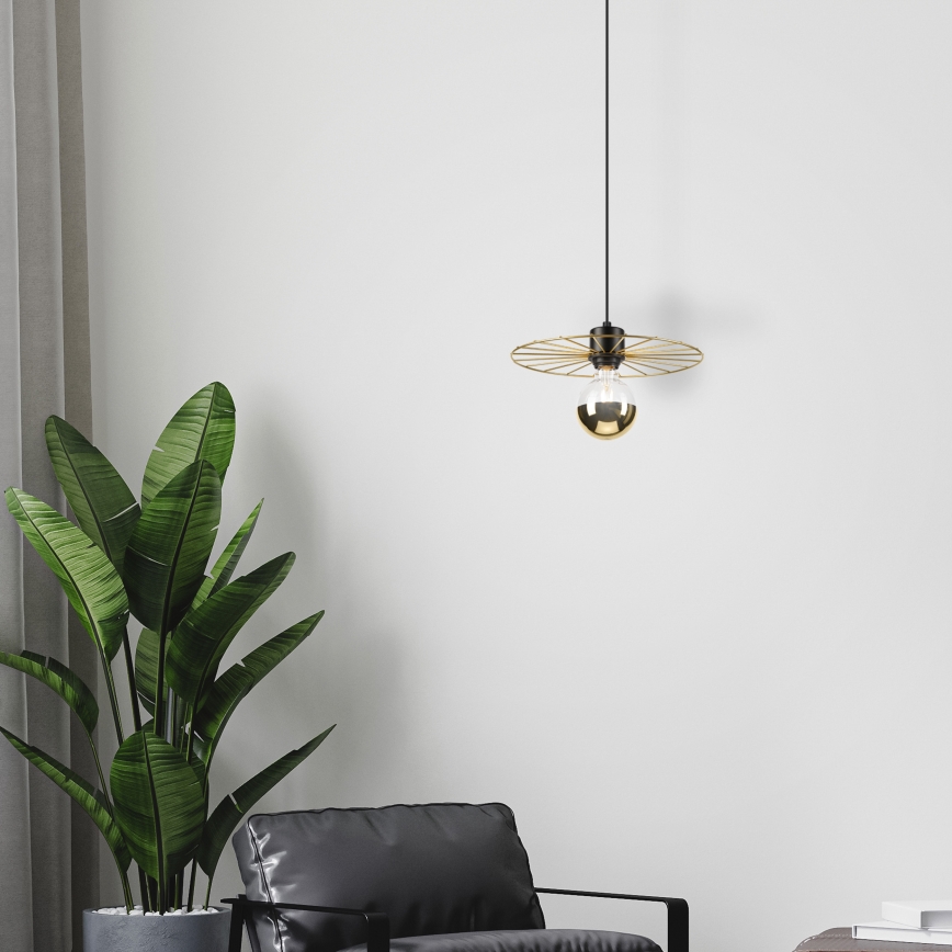 Κρεμαστό φωτιστικό οροφής MONTANA 1xE27/15W/230V διάμετρος 30 cm χρυσό/μαύρο