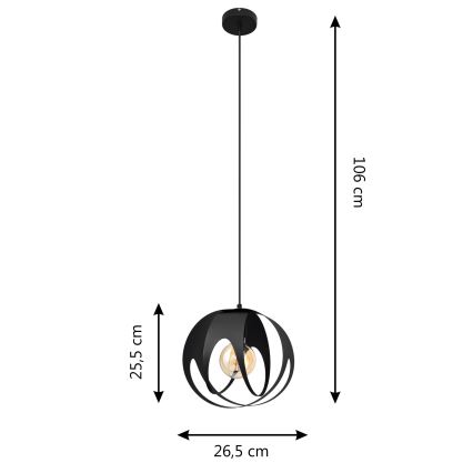 Κρεμαστό φωτιστικό οροφής  MOONLIGHT 1xE27/15W/230V μαύρο