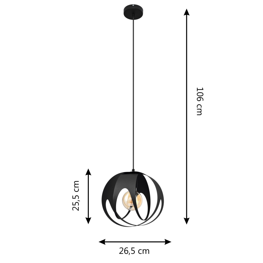 Κρεμαστό φωτιστικό οροφής  MOONLIGHT 1xE27/15W/230V μαύρο