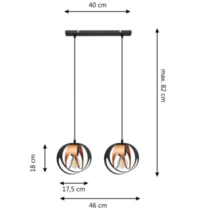 Κρεμαστό φωτιστικό οροφής MOONLIGHT 2xE27/15W/230V μαύρο/χάλκινο