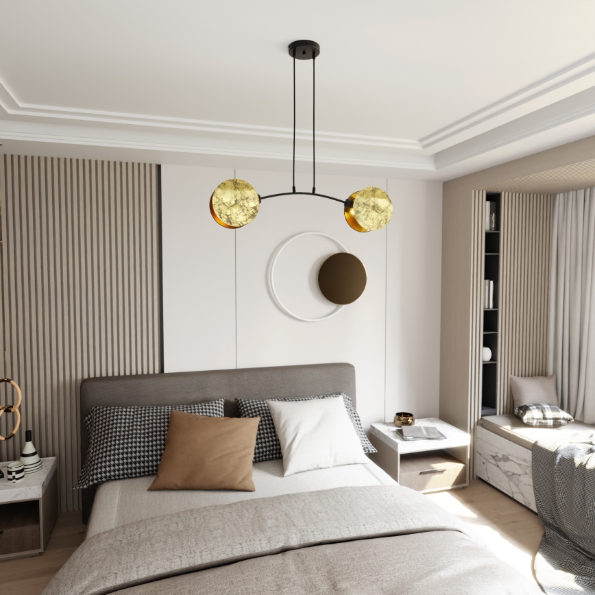 Κρεμαστό φωτιστικό οροφής MOTIF 2xE14/10W/230V χρυσό