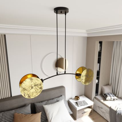 Κρεμαστό φωτιστικό οροφής MOTIF 2xE14/10W/230V χρυσό
