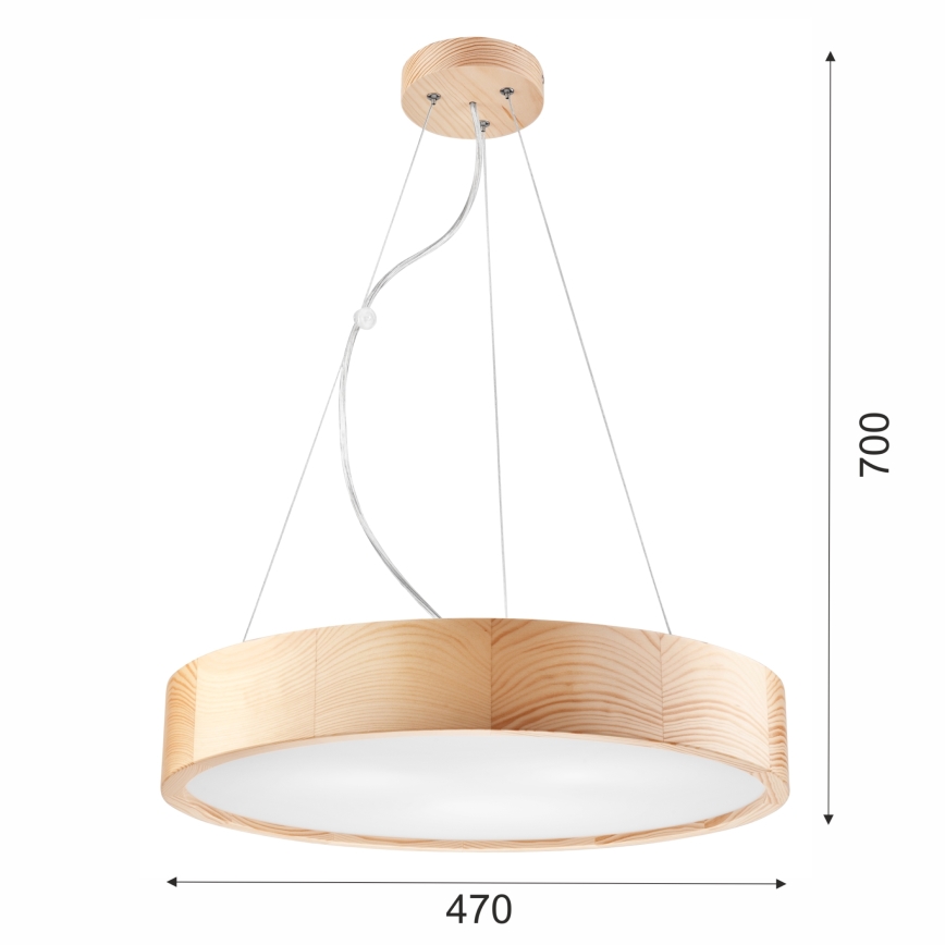 Κρεμαστό φωτιστικό οροφής NATURAL 3xE27/60W/230V ø 47 cm πεύκο