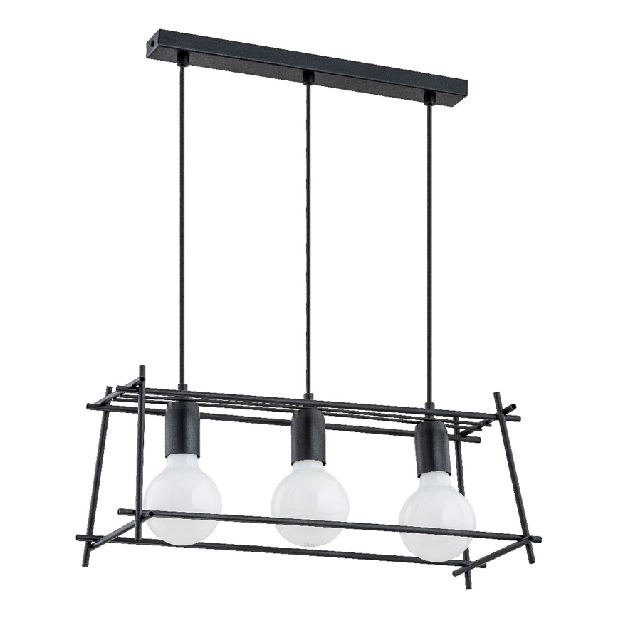 Κρεμαστό φωτιστικό οροφής NETI 3xE27/15W/230V μαύρο