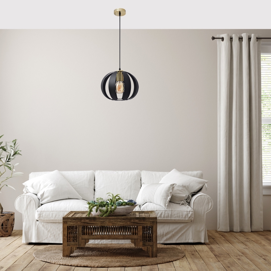 Κρεμαστό φωτιστικό οροφής NEWTON 1xE27/15W/230V μαύρο/χρυσό