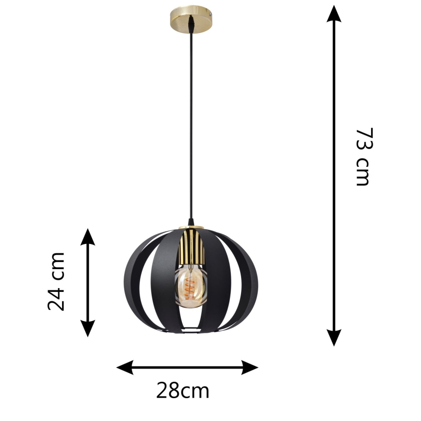 Κρεμαστό φωτιστικό οροφής NEWTON 1xE27/15W/230V μαύρο/χρυσό
