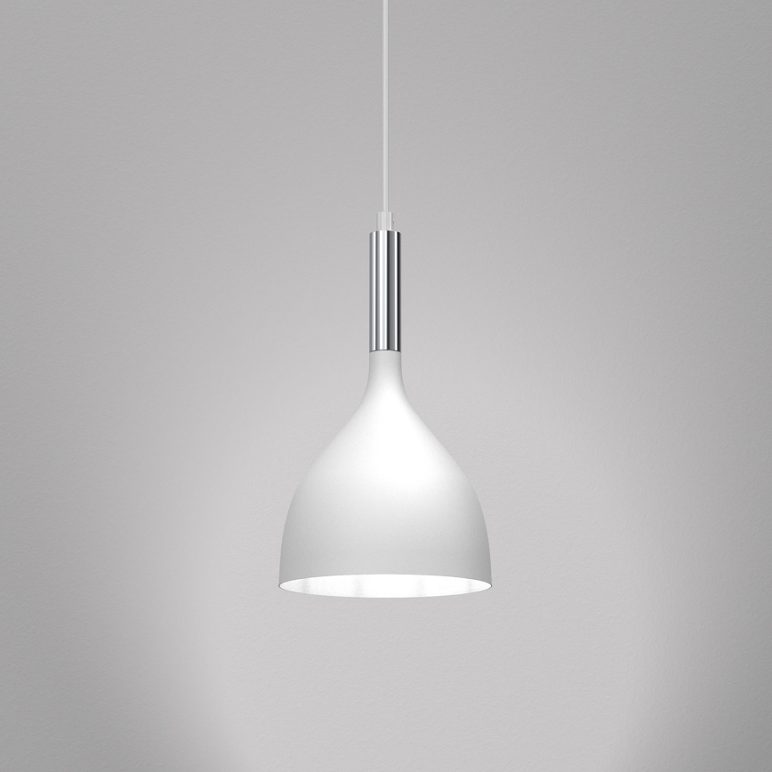 Κρεμαστό φωτιστικό οροφής NOAK 1xE27/15W/230V λευκό/γυαλιστερό χρώμιο