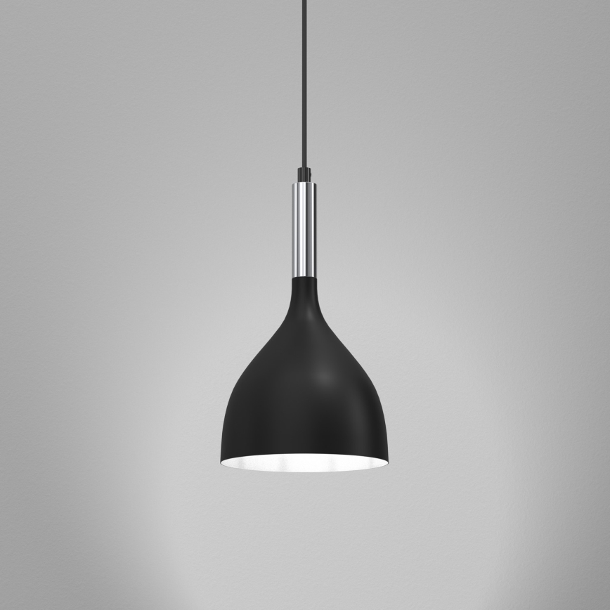 Κρεμαστό φωτιστικό οροφής NOAK 1xE27/15W/230V μαύρο/γυαλιστερό χρώμιο