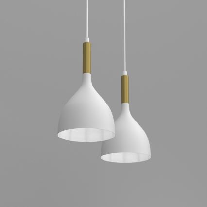 Κρεμαστό φωτιστικό οροφής NOAK 2xE27/15W/230V λευκό/χρυσό