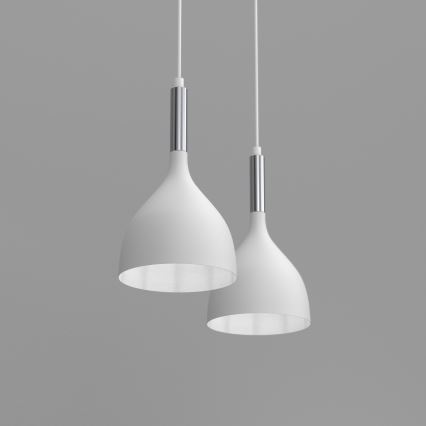 Κρεμαστό φωτιστικό οροφής NOAK 2xE27/15W/230V λευκό/γυαλιστερό χρώμιο