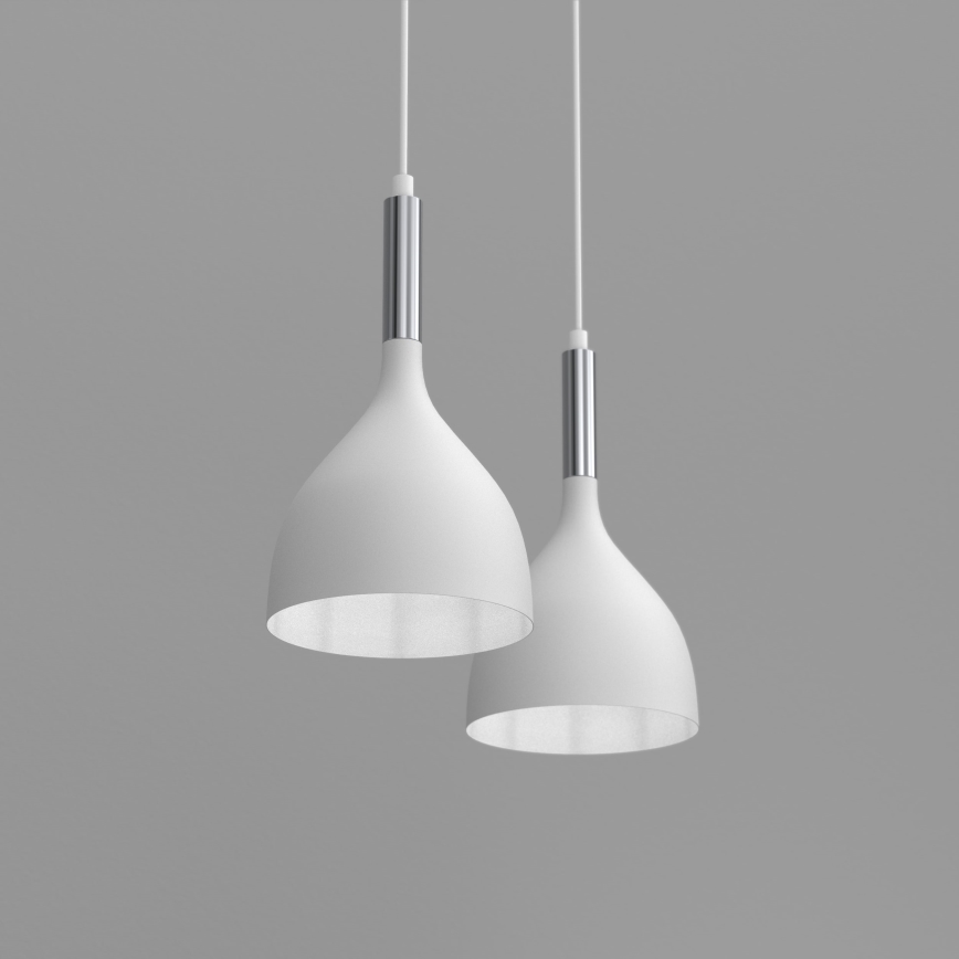 Κρεμαστό φωτιστικό οροφής NOAK 2xE27/15W/230V λευκό/γυαλιστερό χρώμιο