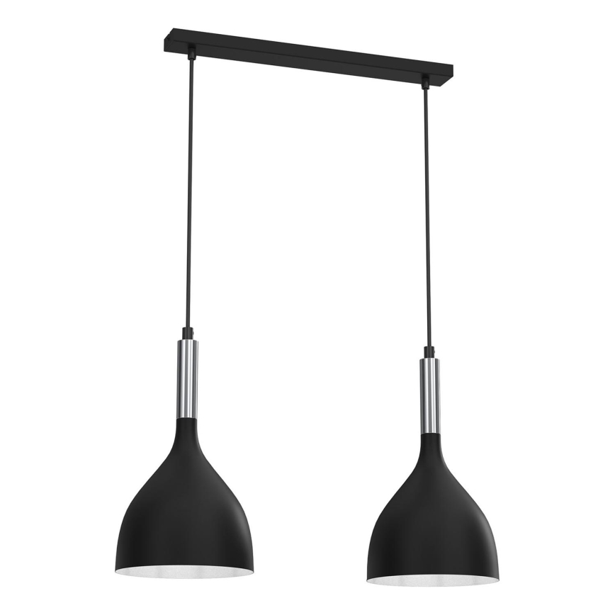 Κρεμαστό φωτιστικό οροφής NOAK 2xE27/15W/230V μαύρο/γυαλιστερό χρώμιο