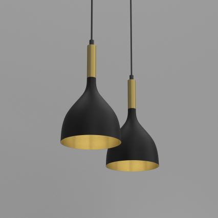 Κρεμαστό φωτιστικό οροφής NOAK 2xE27/15W/230V μαύρο/χρυσό