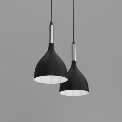 Κρεμαστό φωτιστικό οροφής NOAK 2xE27/15W/230V μαύρο/γυαλιστερό χρώμιο