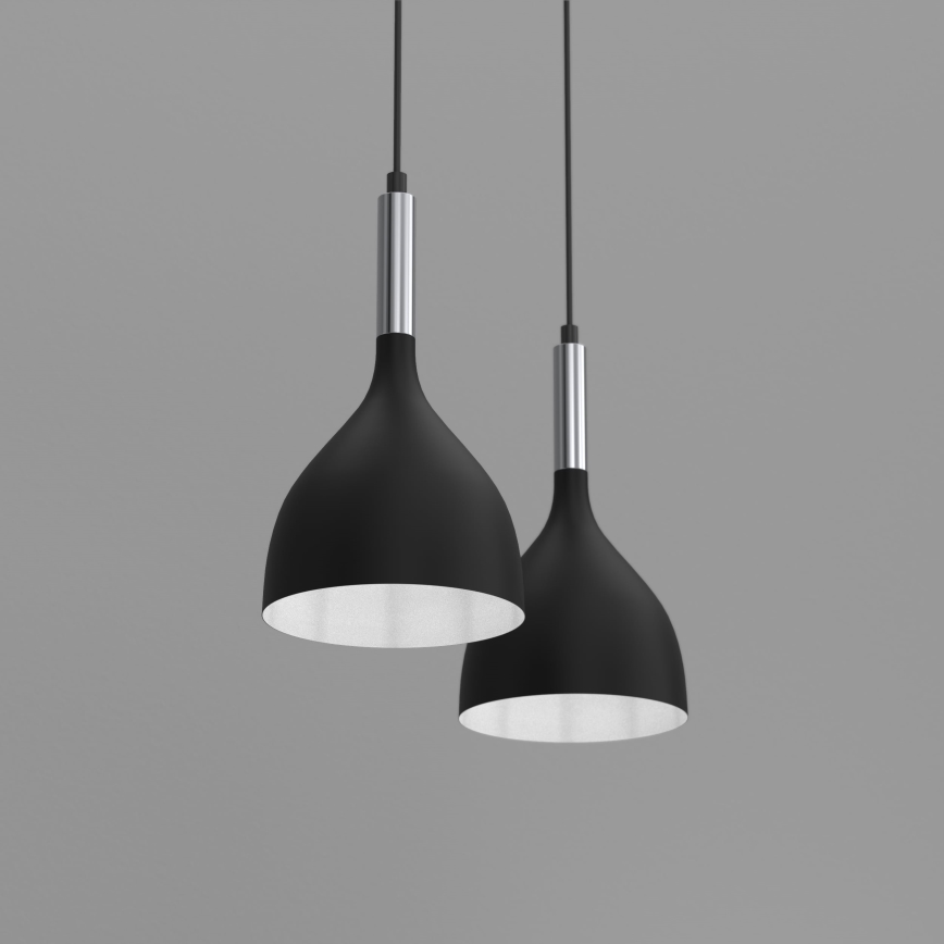 Κρεμαστό φωτιστικό οροφής NOAK 2xE27/15W/230V μαύρο/γυαλιστερό χρώμιο
