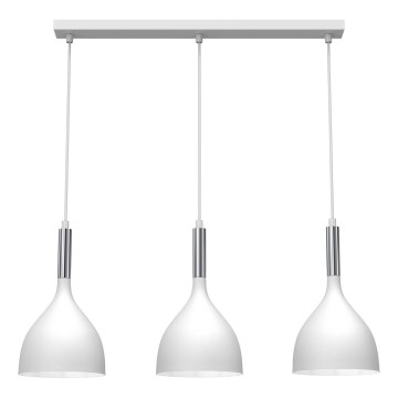 Κρεμαστό φωτιστικό οροφής NOAK 3xE27/15W/230V λευκό/γυαλιστερό χρώμιο