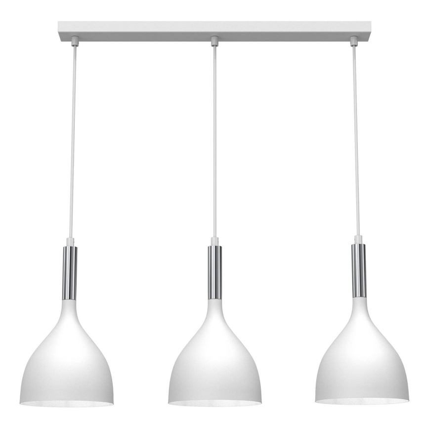 Κρεμαστό φωτιστικό οροφής NOAK 3xE27/15W/230V λευκό/γυαλιστερό χρώμιο