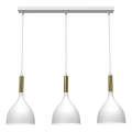 Κρεμαστό φωτιστικό οροφής NOAK 3xE27/15W/230V λευκό/χρυσό