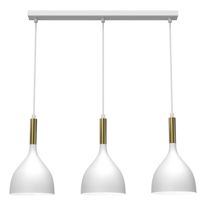 Κρεμαστό φωτιστικό οροφής NOAK 3xE27/15W/230V λευκό/χρυσό