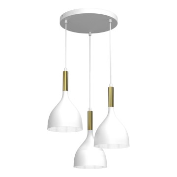 Κρεμαστό φωτιστικό οροφής NOAK 3xE27/15W/230V λευκό/χρυσό