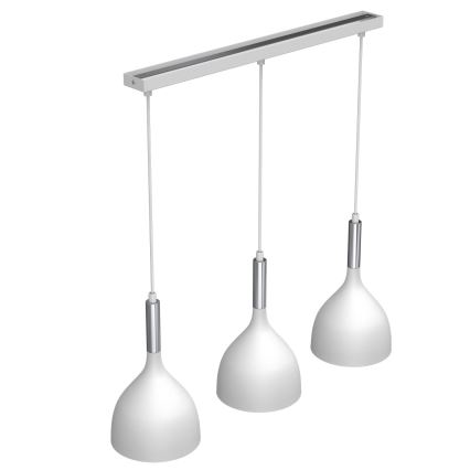 Κρεμαστό φωτιστικό οροφής NOAK 3xE27/15W/230V λευκό/γυαλιστερό χρώμιο