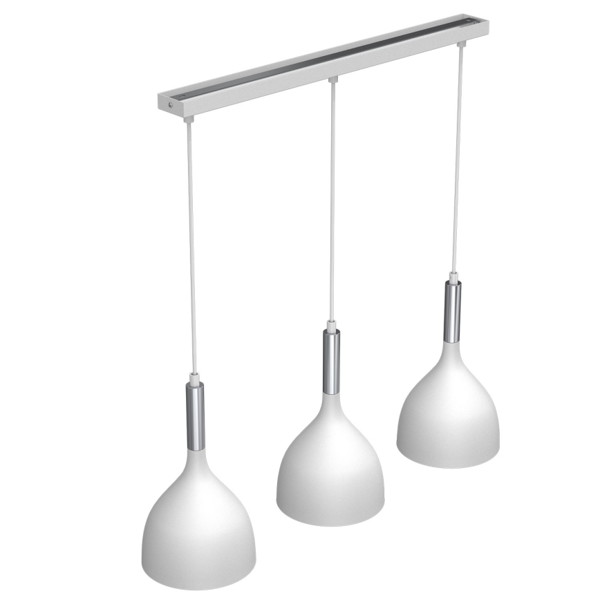 Κρεμαστό φωτιστικό οροφής NOAK 3xE27/15W/230V λευκό/γυαλιστερό χρώμιο