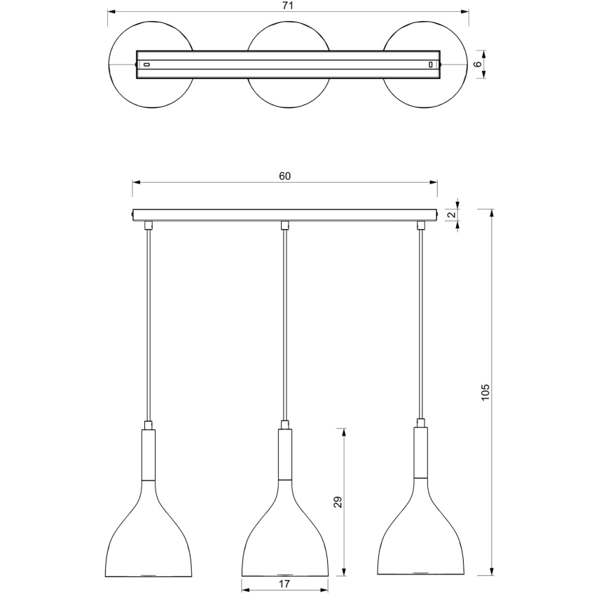 Κρεμαστό φωτιστικό οροφής NOAK 3xE27/15W/230V λευκό/γυαλιστερό χρώμιο