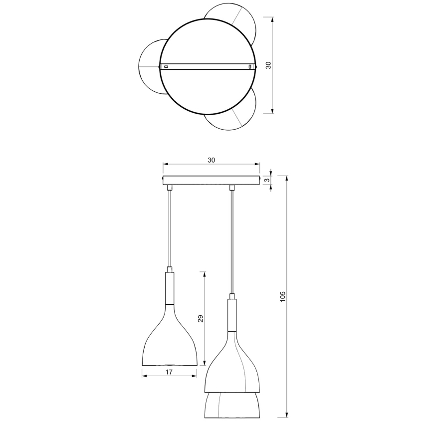 Κρεμαστό φωτιστικό οροφής NOAK 3xE27/15W/230V λευκό/γυαλιστερό χρώμιο
