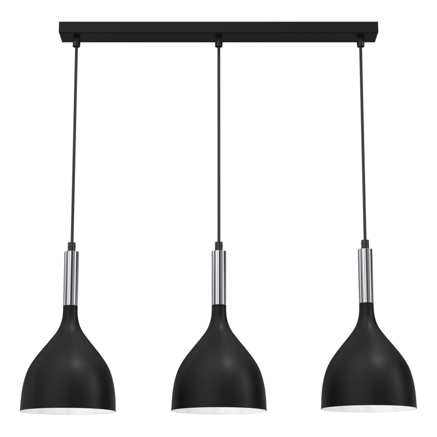 Κρεμαστό φωτιστικό οροφής NOAK 3xE27/15W/230V μαύρο/γυαλιστερό χρώμιο