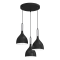 Κρεμαστό φωτιστικό οροφής NOAK 3xE27/15W/230V μαύρο/γυαλιστερό χρώμιο