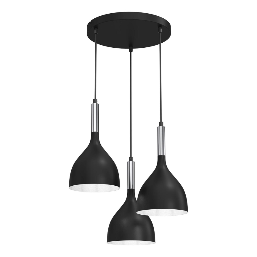 Κρεμαστό φωτιστικό οροφής NOAK 3xE27/15W/230V μαύρο/γυαλιστερό χρώμιο