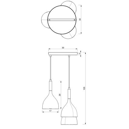 Κρεμαστό φωτιστικό οροφής NOAK 3xE27/15W/230V μαύρο/χρυσό