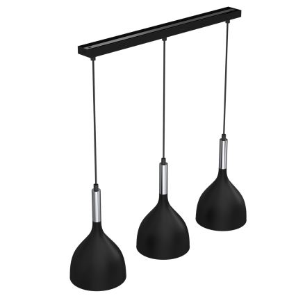 Κρεμαστό φωτιστικό οροφής NOAK 3xE27/15W/230V μαύρο/γυαλιστερό χρώμιο
