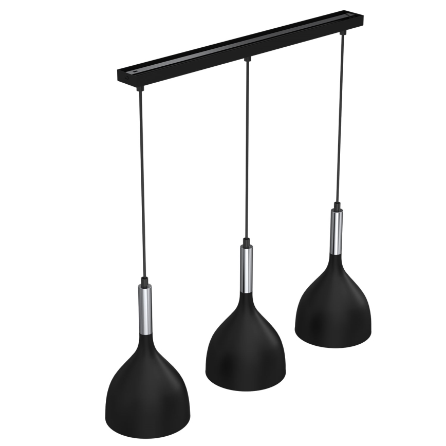 Κρεμαστό φωτιστικό οροφής NOAK 3xE27/15W/230V μαύρο/γυαλιστερό χρώμιο