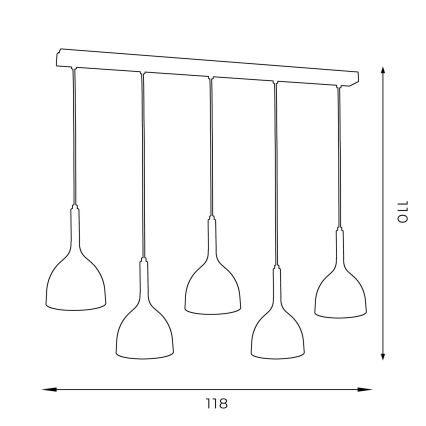 Κρεμαστό φωτιστικό οροφής NOAK 5xE27/15W/230V λευκό/οξιά