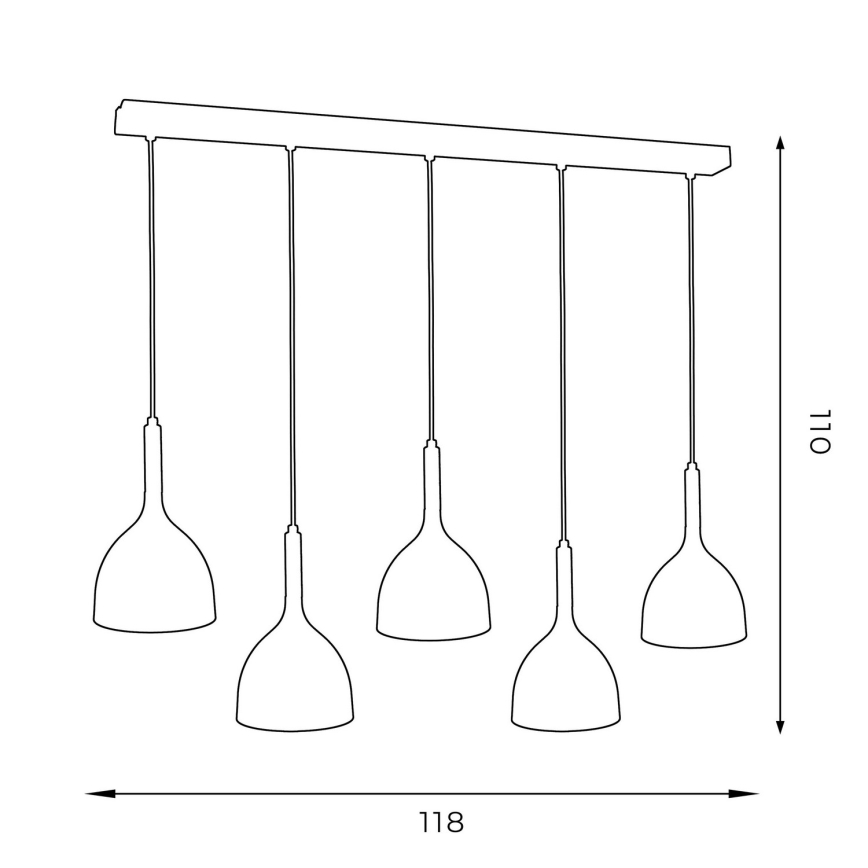 Κρεμαστό φωτιστικό οροφής NOAK 5xE27/15W/230V λευκό/οξιά