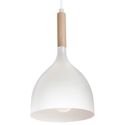 Κρεμαστό φωτιστικό οροφής NOAK WOOD 1xE27/15W/230V λευκό/οξιά