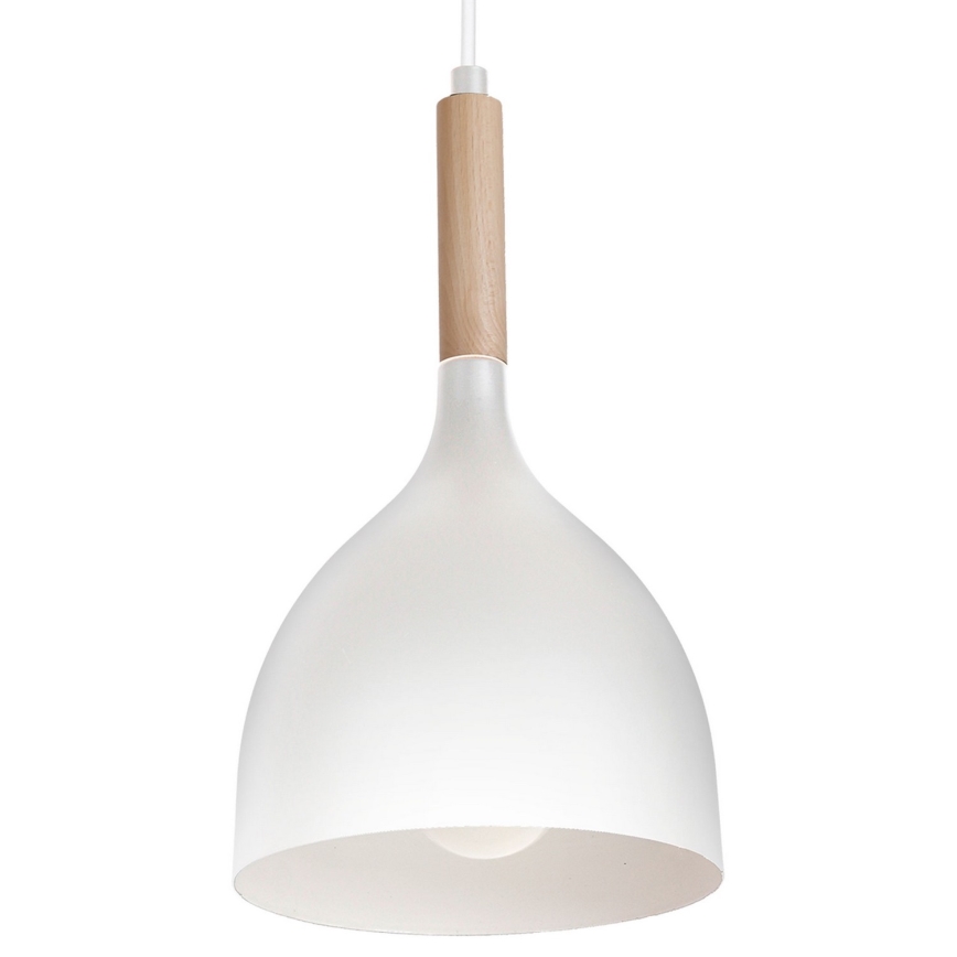 Κρεμαστό φωτιστικό οροφής NOAK WOOD 1xE27/15W/230V λευκό/οξιά
