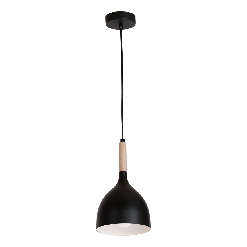Κρεμαστό φωτιστικό οροφής NOAK WOOD 1xE27/15W/230V μαύρο/οξιά
