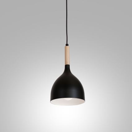 Κρεμαστό φωτιστικό οροφής NOAK WOOD 1xE27/15W/230V μαύρο/οξιά