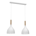 Κρεμαστό φωτιστικό οροφής NOAK WOOD 2xE27/15W/230V λευκό/οξιά