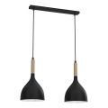 Κρεμαστό φωτιστικό οροφής NOAK WOOD 2xE27/15W/230V μαύρο/οξιά