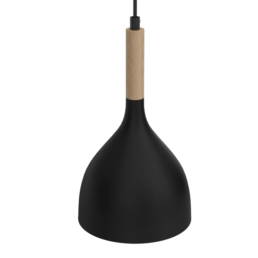 Κρεμαστό φωτιστικό οροφής NOAK WOOD 2xE27/15W/230V μαύρο/οξιά