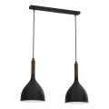 Κρεμαστό φωτιστικό οροφής NOAK WOOD 2xE27/15W/230V μαύρο/οξιά