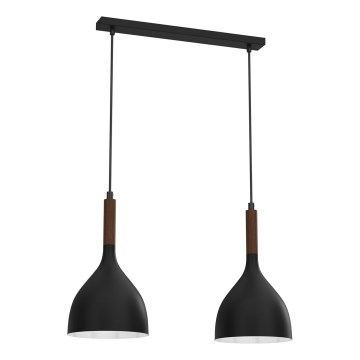 Κρεμαστό φωτιστικό οροφής NOAK WOOD 2xE27/15W/230V μαύρο/οξιά