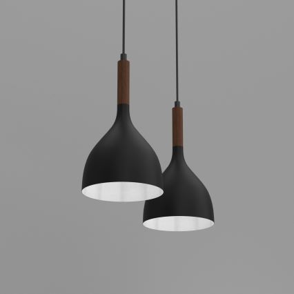 Κρεμαστό φωτιστικό οροφής NOAK WOOD 2xE27/15W/230V μαύρο/οξιά