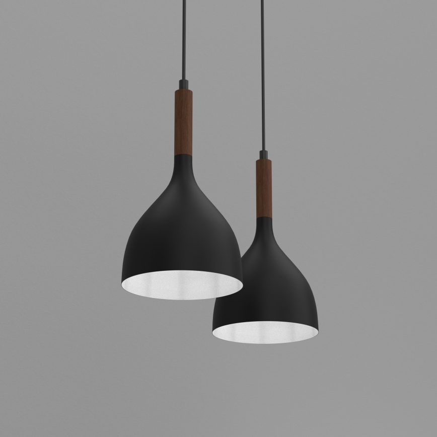 Κρεμαστό φωτιστικό οροφής NOAK WOOD 2xE27/15W/230V μαύρο/οξιά